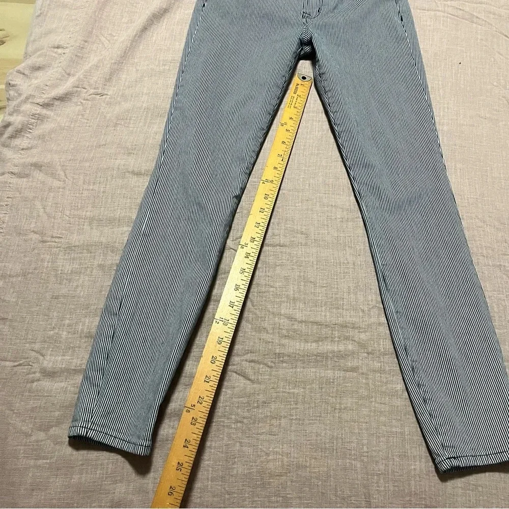 J.Crew Womens Toothpick blue white Railroad Stripe Skinny Jeans Size 25